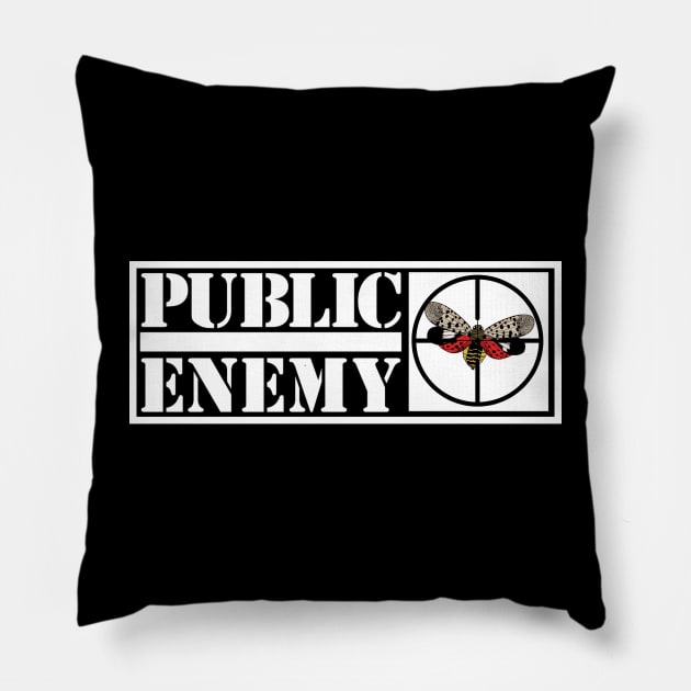 Public Enemy: Spotted Lantern Fly Pillow by OspreyElliottDesigns