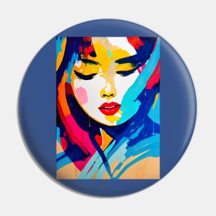 Minimalistic abstract art of a shy woman Pin