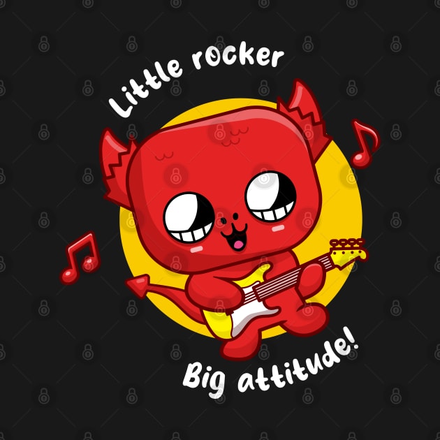 Cheeky little devil playing guitar (on dark colors) by Messy Nessie