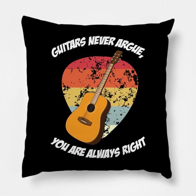 Retro Acoustic Guitar Plectrum Graphic Design and Guitarist Pillow by Riffize