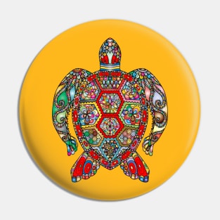 vibrant  colorful sea turtle design Pin
