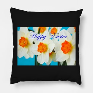 Narcissus  'Barrett Browning'   Daffodil Happy Easter message Pillow