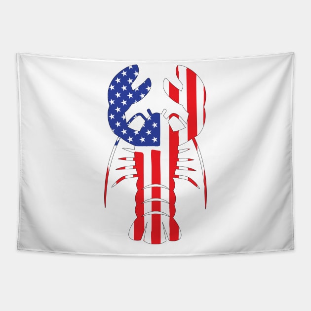 Mardi Gras US American flag with crawfish New Orleans Tapestry by click2print