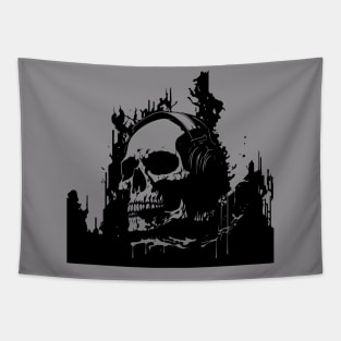 skull with headphones Tapestry