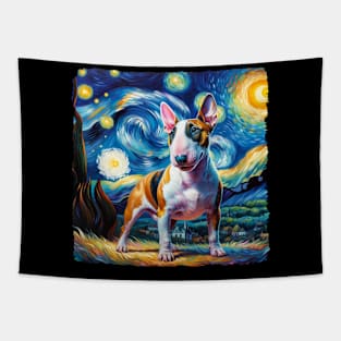 Starry Mini Bull Dog Portrait - Pet Portrait Tapestry