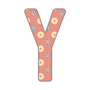 MONOGRAM LETTER Y PINK FLORAL TYPOGRAPHY DESIGN T-Shirt