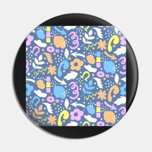 Abstract retro vibrant pattern in sherbet orange, mauve, off white and denim blue Pin