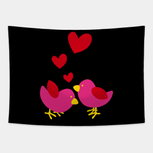 Lovebirds with Hearts Tapestry