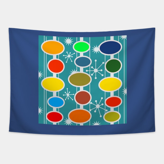 retro fifties atomic science Tapestry by pauloneill-art