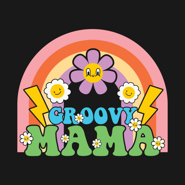 Groovy Mama Rainbow Retro Mama by Crafty Pirate 