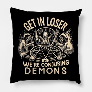 Get in Loser Halloween Seance Circle Pillow