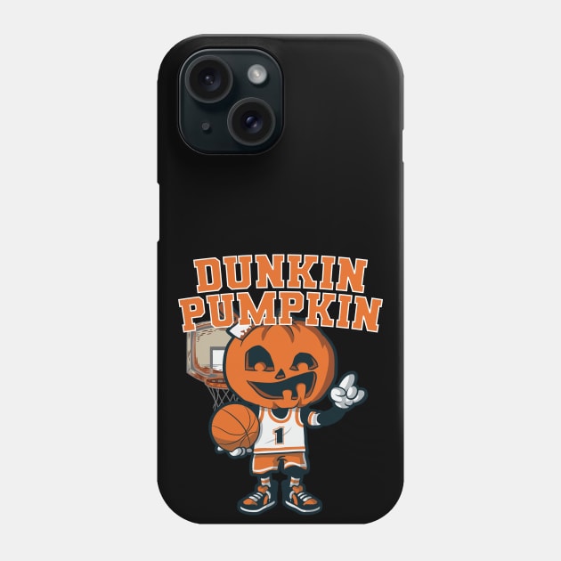 Dunkin Pumpkin Halloween Costume Funny Pumpkin Basketball Phone Case by pipsmerch