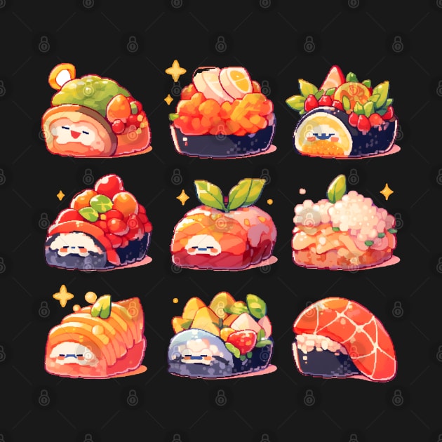 Cute Sushi Anime Food Pixel Art by TheMystique