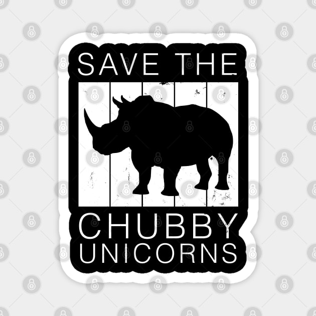 Save The Chubby Unicorns Rhino Rhinoceros Retro Vintage WIldlife Rescue Animal Rights Funny Magnet by Shirtsurf