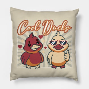 Vintage Cool Ducks, funny dukcs Pillow