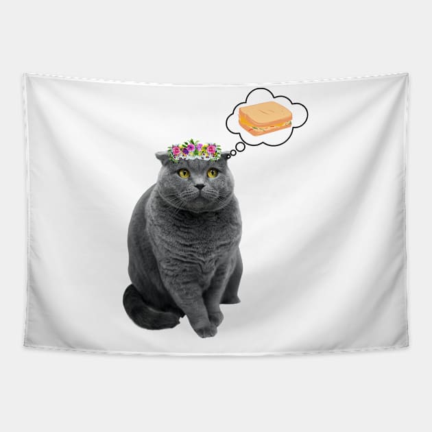 Cute cat wants toast Tapestry by DMS DESIGN