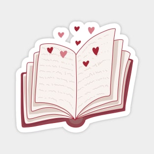 Pink romance book with hearts for romance readers Magnet