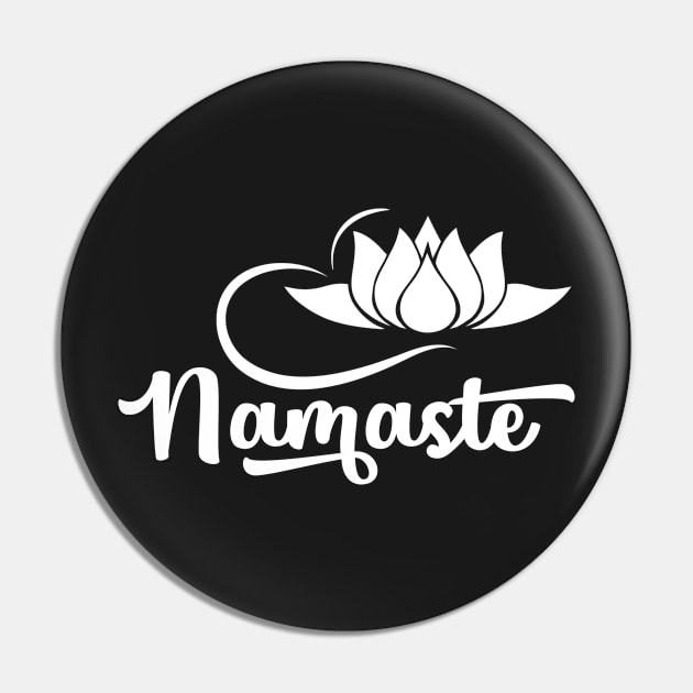 White text Namaste Pin by TheBlackCatprints