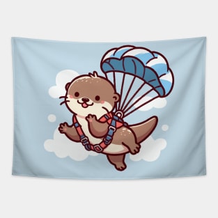 Funny otter Skydiving Tapestry