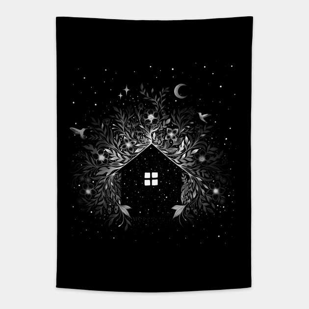 Tiny House Tapestry by Episodic Drawing