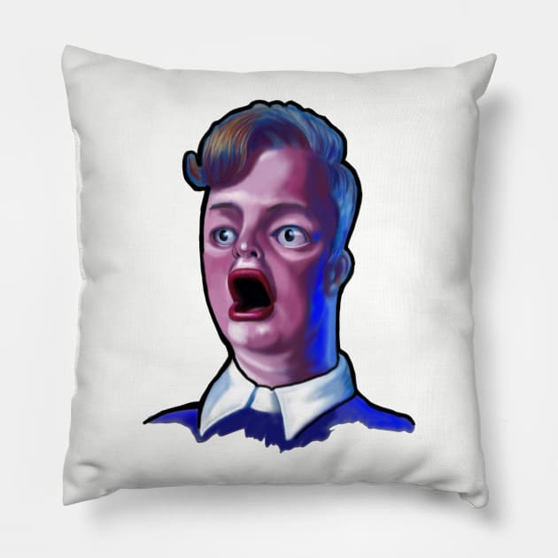 Dude in Shock Funny Caricature Meme Pillow by ckandrus