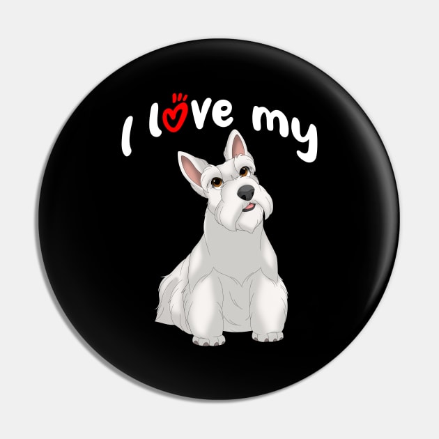 I Love My White Scottish Terrier Dog Pin by millersye