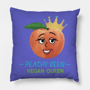 Peachy Keen Vegan Queen – cute cartoon peach Pillow