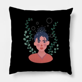 Artsy Girl Illustration Pillow