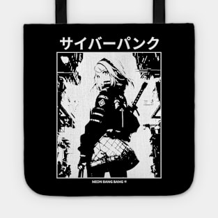 Cyberpunk Girl Manga Aesthetic Goth Grunge Japanese Waifu Anime Streetwear | Black Tote