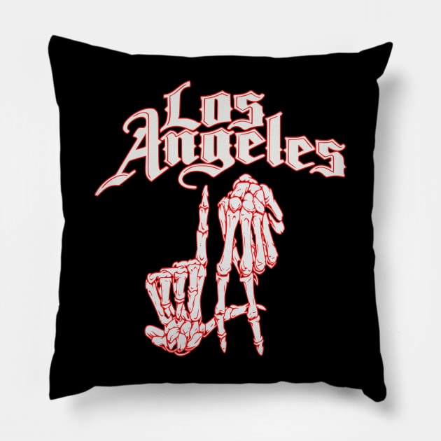 Los Angeles, Unisex Black, City Quote Design, Casual And Comfortable, Gift Idea For, Travel Lovers . Pillow by wisscreation