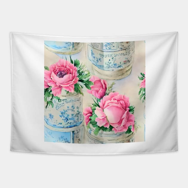 French shabby chic roses Tapestry by SophieClimaArt