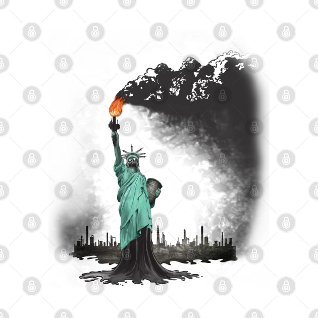 surreal rendered American liberty statue illustration: LIBERTY OIL by SFDesignstudio