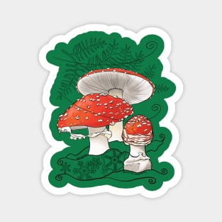 Amanita in the Winter, green Magnet