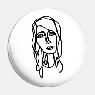 Hand Drawn Kind Girl Portrait Pin