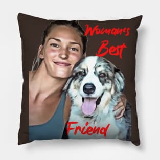 Woman's Best Friend (pretty girl with dog) Pillow