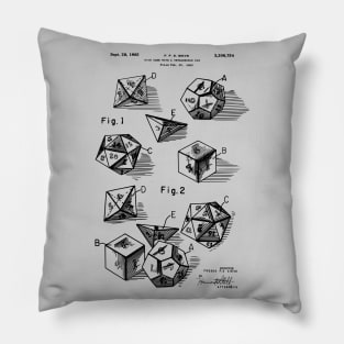 RPG Boardgame Dice Set Patent Prints Pillow