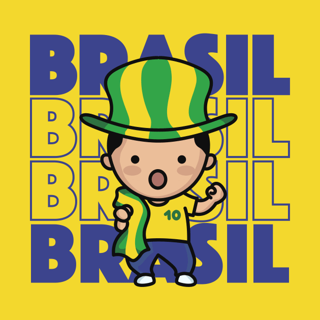 Brazil Football Fan // Kawaii Cute Brasil Soccer Supporter by SLAG_Creative