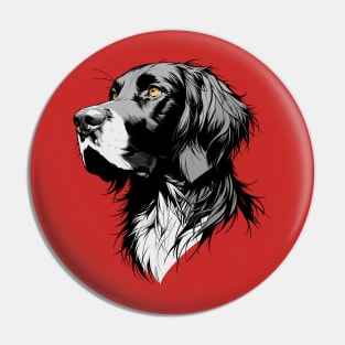 Stunning and Cool German Longhaired Pointer Monochrome and Gold Portrait for Father's Day Pin