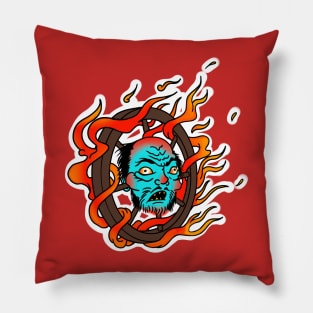 Wanyudo yokai tattoo art Pillow