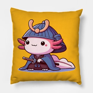 chibi axolotl samurai Pillow