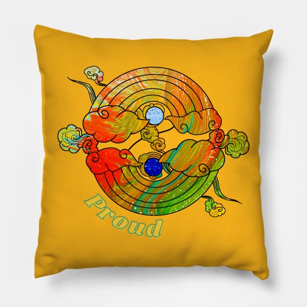 Proud Rainbows - Neon Gems Pillow by v_art9