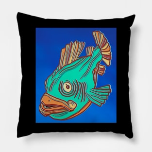 Teal cartoon fish Pillow