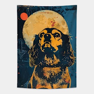 Cavalier King dog grunge portrait Tapestry