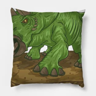 Cute cartoon triceratops is screaming Pillow