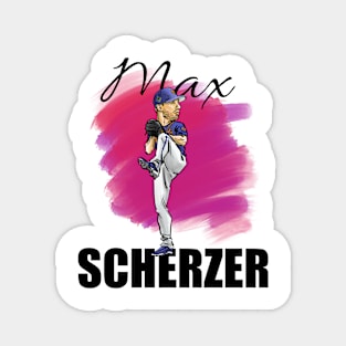 Max Scherzer Cartoon Baseball Player MLB (black text) Magnet