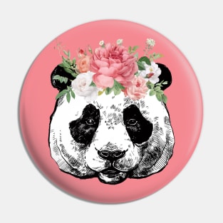 Panda Bear and Bouquet Pop Art Pin