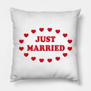 Just Married Hearts (Marriage / Wedding) Pillow