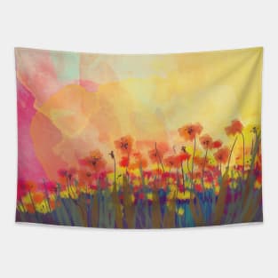 Watercolor field of flowers Tapestry