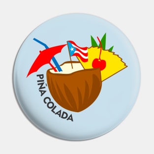 Pina Colada Puerto Rican Latino Food Tropical Drink Pin