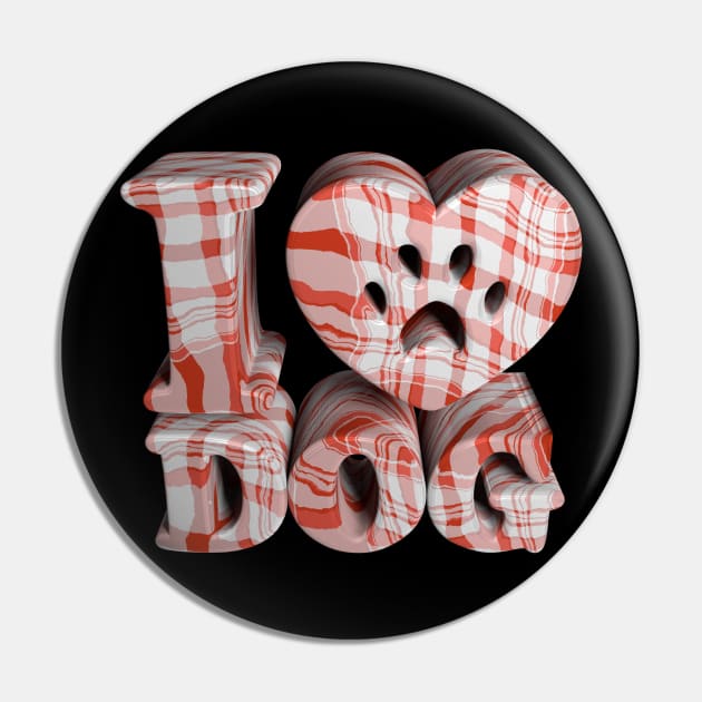 3D I Love Dog - Checkered Pin by 3DMe